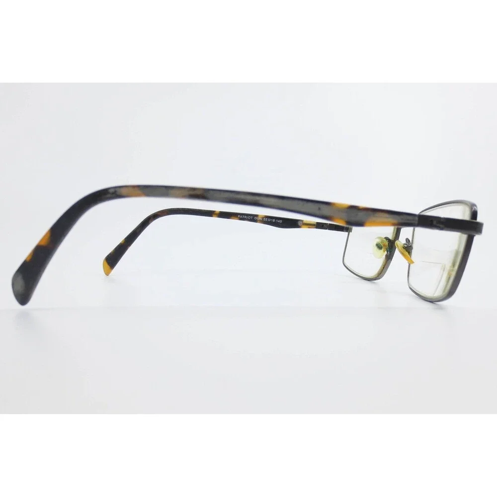 Adolfo Patriot Gun Eyeglasses Rectangular Gunmetal Tortoise Frame 55-18-140